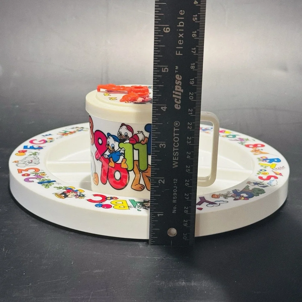 Vintage Disney Mickey & Friends Superseal Child's Cup &‎ Plate ABC & Tell Time